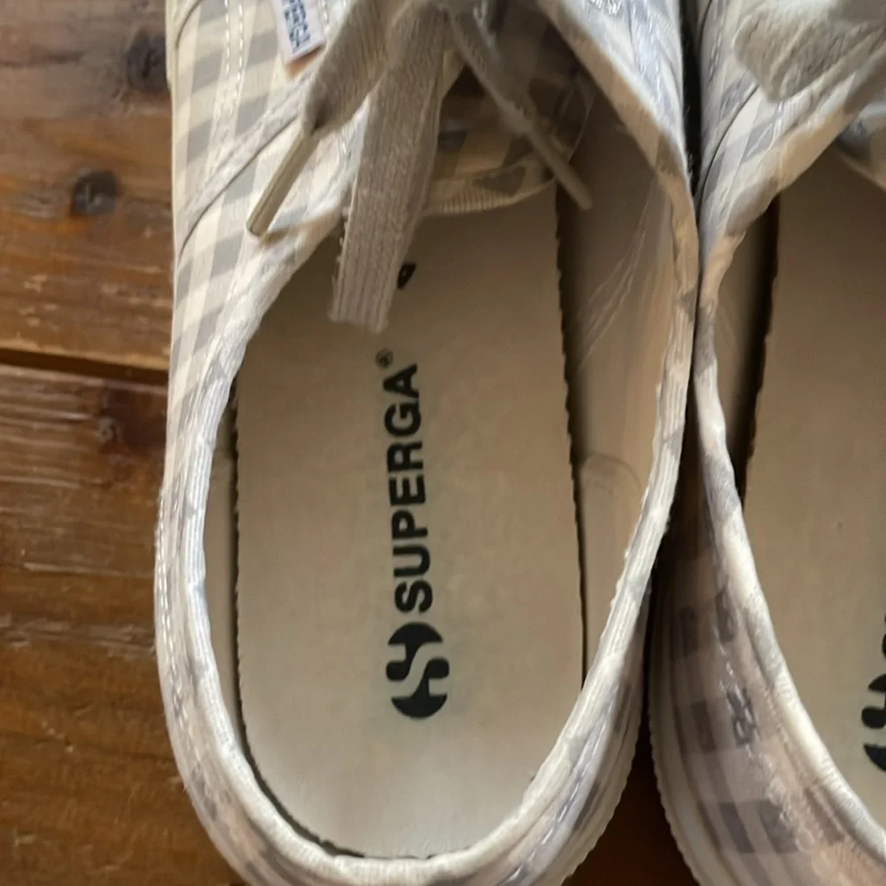 Superga Gray Gingham Cotu Classic Sneaker Size 41